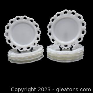 Lovely Anchor Hocking Milk Glass Lace Edge Old Colony Salad Plates Set of 12
