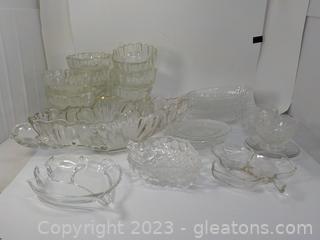 Large Collection of Depression Glass, Cut and Pressed Glass (20+ Pieces)