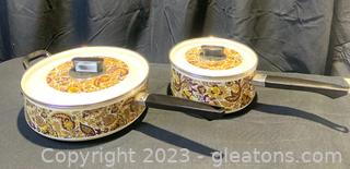 Two Vintage Paisley Francipans with Lids 