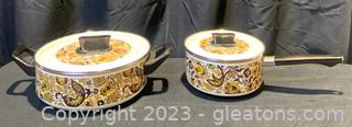 Two Vintage Paisley Francipans with Lids 