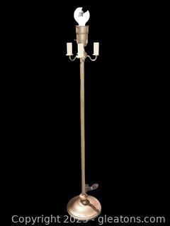 4 Light Vintage Brass and Metal Floor Lamp