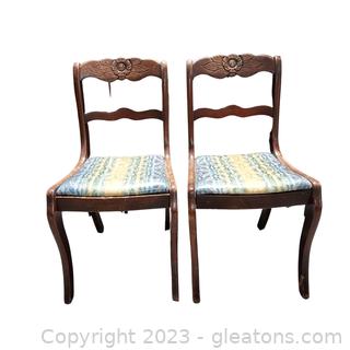 Pair of Rose Back Dining Room Chair with Upholstered Seats
