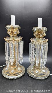 Pair of Crystal Side Table Lamps 