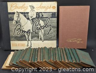 Signed Lewis Grizzard Book, Decca Records Set, & Collection of Little Leather Library Books 