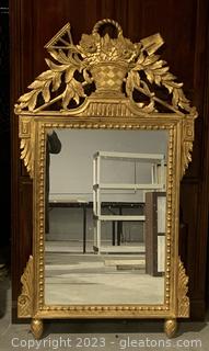 Ornate Gilded Regency Style Wall Mirror with Removable Top Decorative Piece