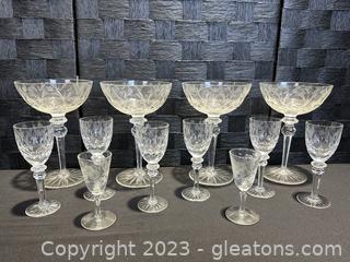 Vintage Cut and Etched Crystal Glasses 
