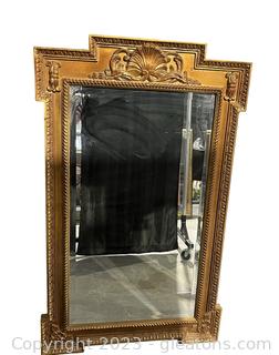 Large Vintage Framed Carved Beveled Wall Mirror 