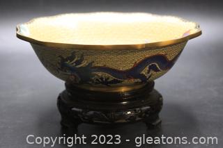 Vintage Chinese Cloisonne Dragon Bowl