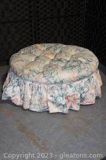 Round Contemporary Floral Skirted Ottoman