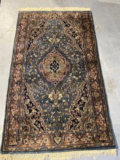 Blue Area Rug with Fringe 