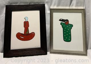 Pair of Framed Limited Edition Unique Prints Signed by Artist 