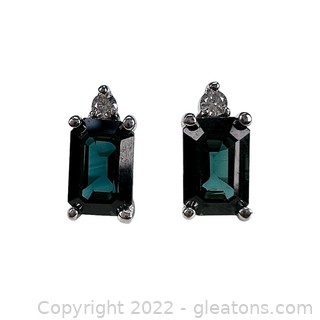 Brand New 1.2 Carat Sapphire and Diamond Earrings