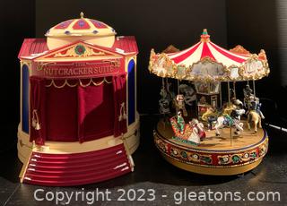 Two Mr.Christmas Gold Label Collection Music Carousel and Nutcracker Suite 