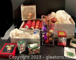 Holiday Ornaments, Bead Garland and Lenox Tree Toppers 