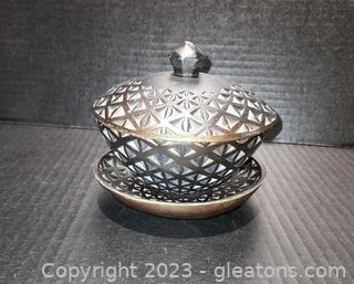 Chalkware Lidded Bowl and Saucer 