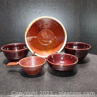 5 Lovely Brown Bowls 