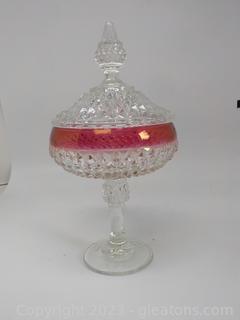 Diamond Point Ruby Candy Dish and Lid by Indiana Glass