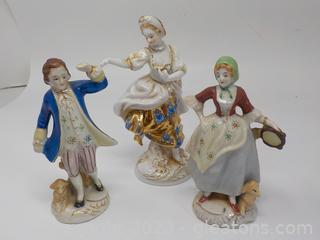 Trio of Glazed Figurines Made in Occupied Japan