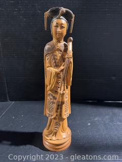 Vintage Chinese Wood Carved Statue of an Empress