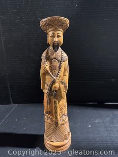 Vintage Chinese Wood Carved Statue of an Emperor 