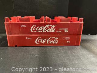 Coca Cola Red 2 Liter Bottle Crates (Lot of 2) 