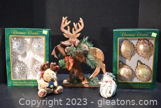 Christmas Classic Ornaments Commodore Boyds Bear House of Hatten Wooden Decorative Deer 