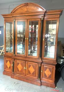 Beautiful Two Piece China Hutch with Inlaid Design by Universal Furniture 