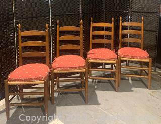 Four Ladderback Chairs with Rush Seats 