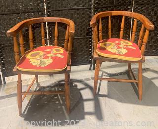 Pair of Hand Crafted Barrel Back Chairs 