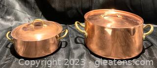 4pc Double Handled Brass and Copper Pot/Lid Set (One is Bongusto!)
