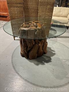 Beautiful Glass Top Root Ball Dining Table 