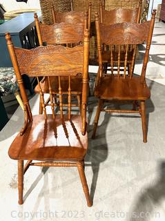 Wood Side Dining Chairs w/Carved Detail (Lot of 5) 