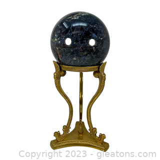 Pietersite Gemstone Sphere on Brass Base