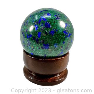 Imitation Gemstone Sphere on Wooden Base