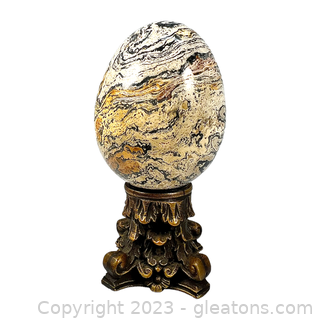 Jasper Gemstone Egg on Brass Base
