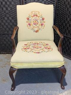 Antique French Armchair with Petit Point Upholstery 