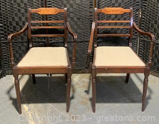 Pair of English Regency Mahogany Arm Chairs 
