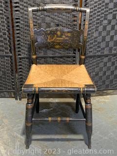 Vintage Stenciled Lambert Hitchcock Chair with Rush Seat 