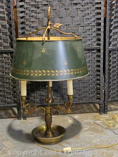 French Boulette Table Lamp with Green Metal Shade 
