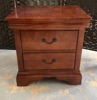 Dark Stained Two Drawer Night Stand 