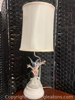 Vintage Hand Painted Cordey Bird Figurine Lamp 