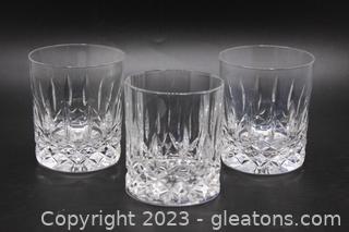 Three Crystal Etched Diamond Pattern Glasses