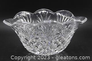 Vintage Scalloped Etched Crystal Bowl   