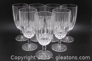 Set of 8 Etched Crystal Clear Water Goblets
