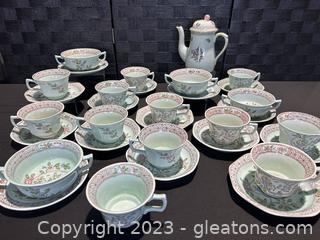 Adams China Singapore Bird Pattern Tea Cup & Saucer Lot