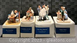 Four Porcelain Normal Rockwell Figurines- All About Family 
