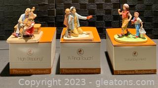 Three Porcelain Norman Rockwell Figurines- The Classic Figurine Collection 