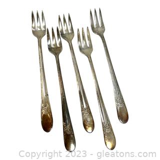 Set of 5 W. Rogers Silver Cocktail Forks