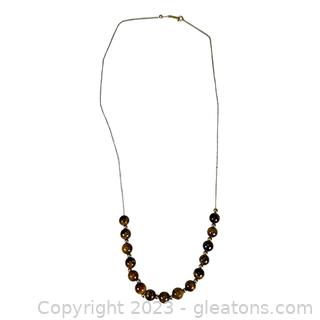 14kt Yellow Gold Tiger's Eye Bead Necklace
