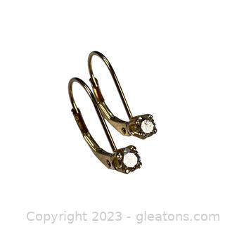 14kt Yellow Gold Diamond Lever Back Drop Earrings